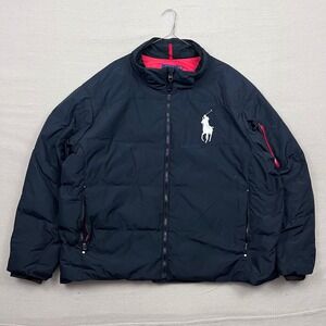 Polo Ralph Lauren Goose Down Puffer Jacket Navy Blue White Big Pony Men's 4XL